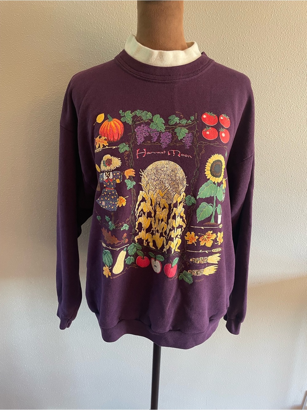 Vintage Purple 'Harvest Moon' Graphic Crewneck Sweater